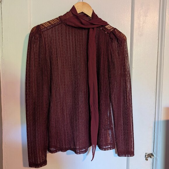 RW&CO Lace Blouse with Scarf - Picture 1 of 4